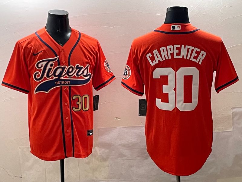 Men Detroit Tigers #30 Carpenter Orange Jointly Name 2025 Nike MLB Jersey style 3